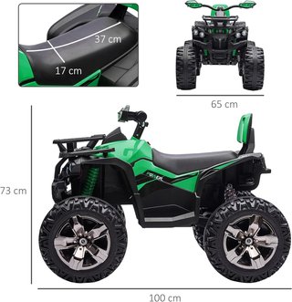 Quad Eléctrico de 12V para Niños de 3-5 Años 3-8Km/H, Coche Eléctrico para Niños con Batería de 10AH, Música, MP3, USB, Tarjeta TF, Faros y Pedal, en PP y Metal, 100X65X73 Cm, Verde