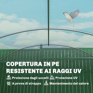 Invernadero de Túnel 6X3X2 M Con 3 Puertas Enrollables, 6 Ventanas, Estacas y Cuerdas, Invernadero de Jardín para Huerto y Plantas de Acero Galvanizado y PE, Verde