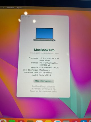 MacBook Pro 2017 Plata/Gris Espacial
