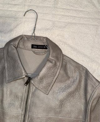 Camicia Zara corta grigia effetto pelle M