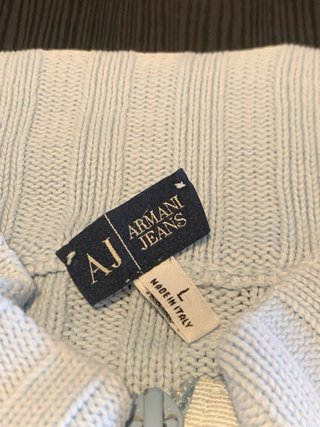Cárdigan Armani azul de punto con cremallera