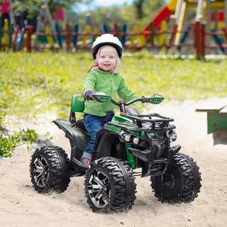 Quad Eléctrico de 12V para Niños de 3-5 Años 3-8Km/H, Coche Eléctrico para Niños con Batería de 10AH, Música, MP3, USB, Tarjeta TF, Faros y Pedal, en PP y Metal, 100X65X73 Cm, Azul