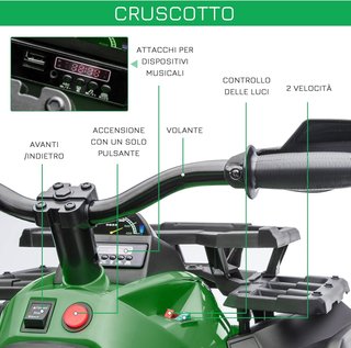 Quad Eléctrico de 12V para Niños de 3-5 Años 3-8Km/H, Coche Eléctrico para Niños con Batería de 10AH, Música, MP3, USB, Tarjeta TF, Faros y Pedal, en PP y Metal, 100X65X73 Cm, Azul