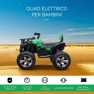 Quad Eléctrico de 12V para Niños de 3-5 Años 3-8Km/H, Coche Eléctrico para Niños con Batería de 10AH, Música, MP3, USB, Tarjeta TF, Faros y Pedal, en PP y Metal, 100X65X73 Cm, Azul