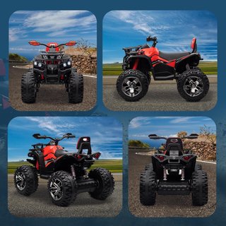 Quad Eléctrico de 12V para Niños de 3-5 Años 3-8Km/H, Coche Eléctrico para Niños con Batería de 10AH, Música, MP3, USB, Tarjeta TF, Faros y Pedal, en PP y Metal, 100X65X73 Cm, Azul