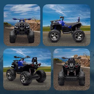 Quad Eléctrico de 12V para Niños de 3-5 Años 3-8Km/H, Coche Eléctrico para Niños con Batería de 10AH, Música, MP3, USB, Tarjeta TF, Faros y Pedal, en PP y Metal, 100X65X73 Cm, Azul