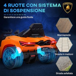 Coche Eléctrico para Niños 3-5Años 12V Licencia Lamborghini Revuelto 3-5Km/H Coche Eléctrico para Niños Puertas de Mariposa, 2 Motores, Suspensiones, Control Remoto, Música, Ruedas, Naranja