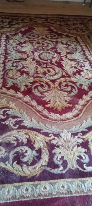 Bonita alfombra nudo antigua lana