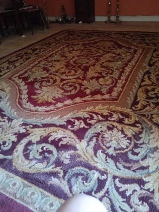 Bonita alfombra nudo antigua lana