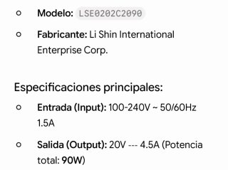 Adaptador de corriente para portátil LSE0202C2090