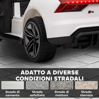 AUDI RS Coche Eléctrico para Niños 3-5 Años 12V Doble Motor, Coche Eléctrico para Niños 3-5Km/H Con Cinturón de Seguridad, Control Remoto, Suspensiones, Música, Luces LED y Claxon, Blanco