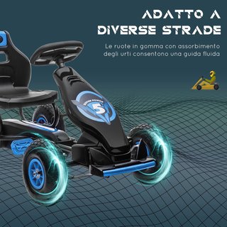 Go Kart a Pedali para Niños de 5-12 Años con Asiento Regulable y Ruedas de Goma Inflables Amortiguadas, Azul