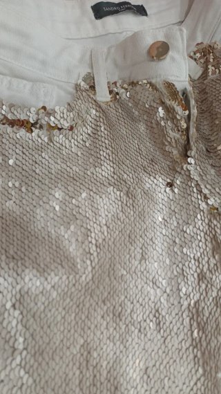 Jeans Sandro Ferrone bianchi con paillettes dorate