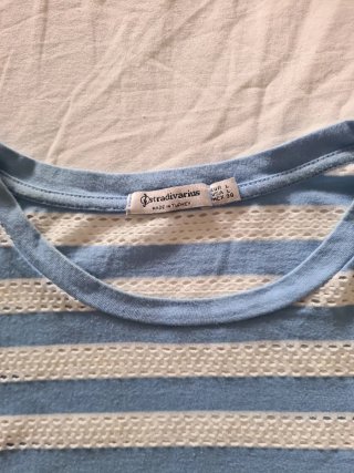 Camiseta Stradivarius Rayas Azul Talla L