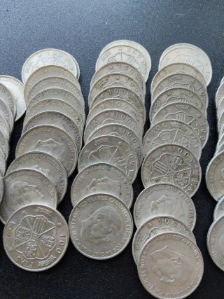 53 Monedas 100 Pesetas 1966 Plata