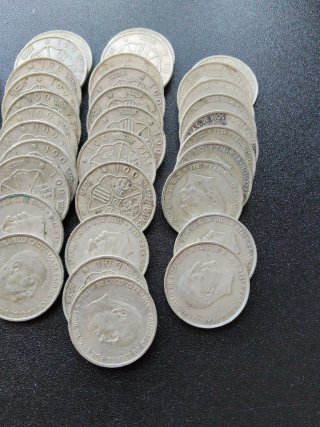53 Monedas 100 Pesetas 1966 Plata
