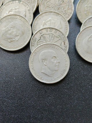 53 Monedas 100 Pesetas 1966 Plata