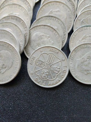 53 Monedas 100 Pesetas 1966 Plata