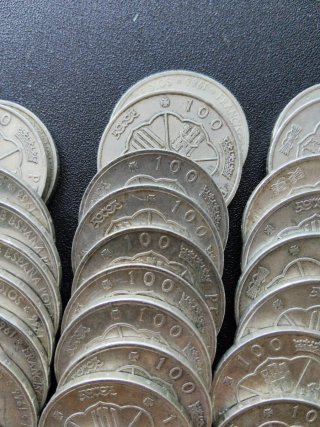 53 Monedas 100 Pesetas 1966 Plata