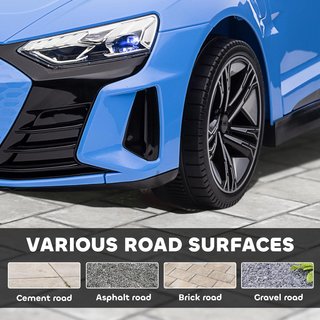 AUDI RS Coche Eléctrico para Niños 3-5 Años 12V Doble Motor, Coche Eléctrico para Niños 3-5Km/H Con Cinturón de Seguridad, Control Remoto, Suspensiones, Música, Luces LED y Claxon, Azul