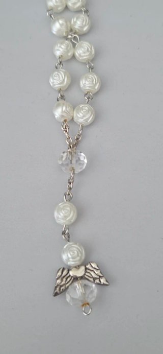 Mini Rosario Rosa Mística Plata