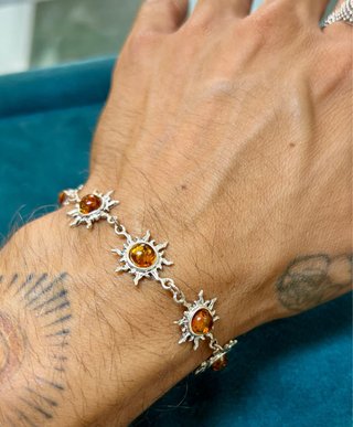 Pulsera Sol Plata y Ámbar