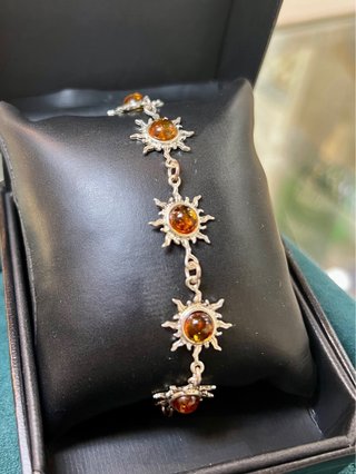 Pulsera Sol Plata y Ámbar