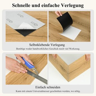 Lamas Suelo Autoadhesivo de PVC Efecto Madera 5m2