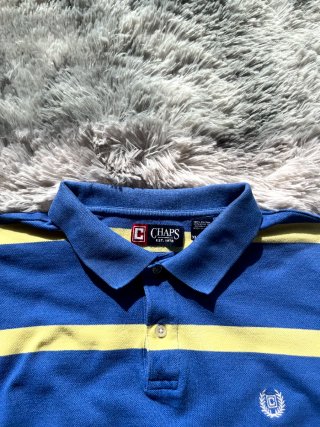 Polo Chaps Talla XL Rayas Azul y Amarillo