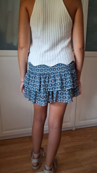 Falda pantalón volantes estampado