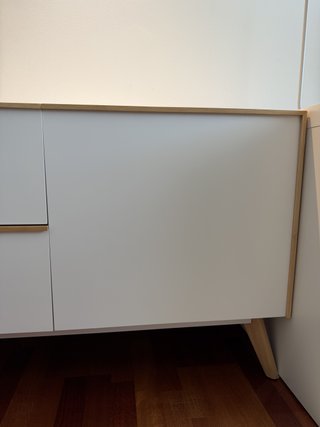 Cajonera nórdica blanca y madera 2 cajones+puerta