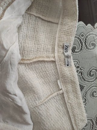 Pantalón ancho tejido Chanel beige/blanco