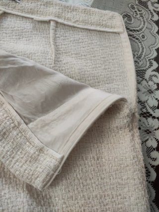 Pantalón ancho tejido Chanel beige/blanco