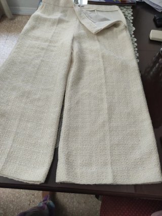 Pantalón ancho tejido Chanel beige/blanco
