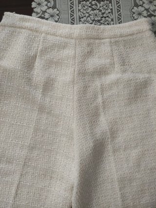 Pantalón ancho tejido Chanel beige/blanco