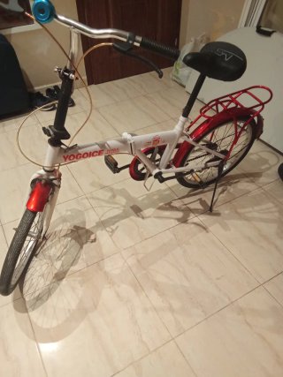 Bicicleta plegable YOGOICE blanca y roja