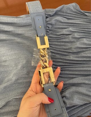 Abito lungo Elisabetta Franchi con cintura oro