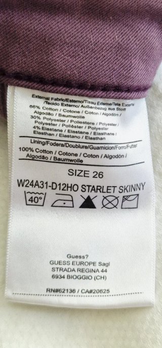 Pantalones Guess Skinny Starlet Morados Talla 34