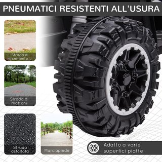 Quad Eléctrico para Niños 12V ATV, Coche Eléctrico Con Doble Motor Y 2 Velocidades, Ruedas Anchas Con Faros LED, Claxon Y Música, Edad 3-5 Años, Blanco