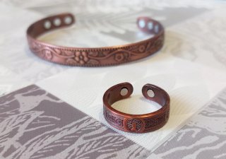 Conjunto Pulsera y Anillo Cobre Imanes