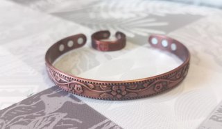 Conjunto Pulsera y Anillo Cobre Imanes