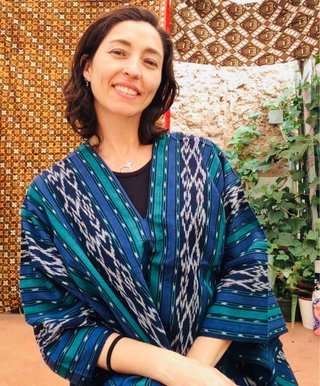Poncho Lombok Indonesia Azul/Verde Talla Única