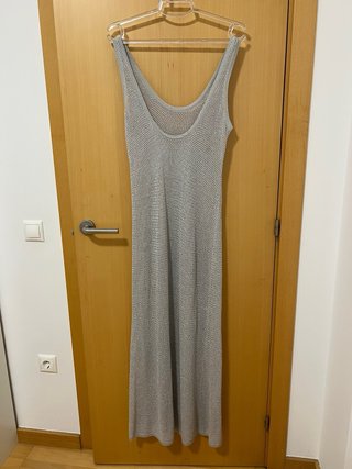 Vestido largo Zara gris tejido