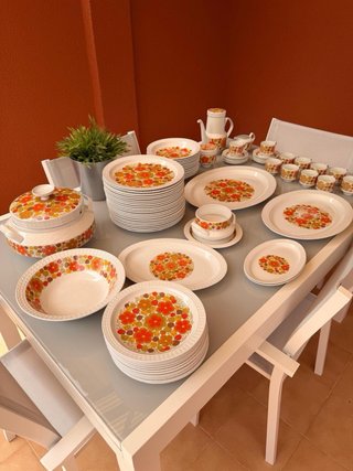 Vajilla Vintage Pontesa Flores Naranja