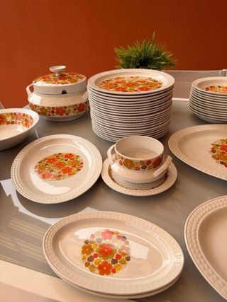 Vajilla Vintage Pontesa Flores Naranja