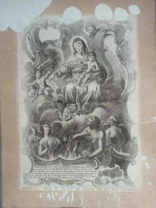 Grabado Ntra Sra del Sufragio Valencia Siglo XVIII