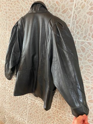 Giacca vintage vera pelle maniche pipistrello