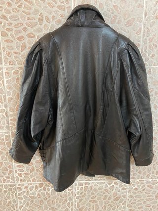 Giacca vintage vera pelle maniche pipistrello