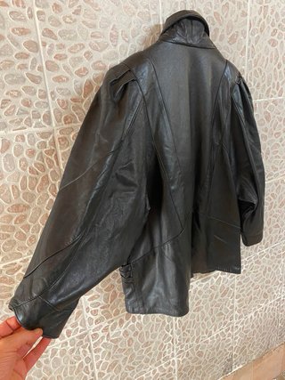 Giacca vintage vera pelle maniche pipistrello