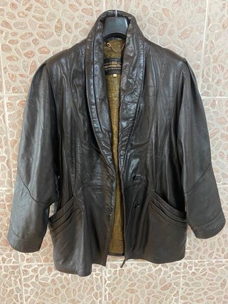 Giacca vintage vera pelle maniche pipistrello